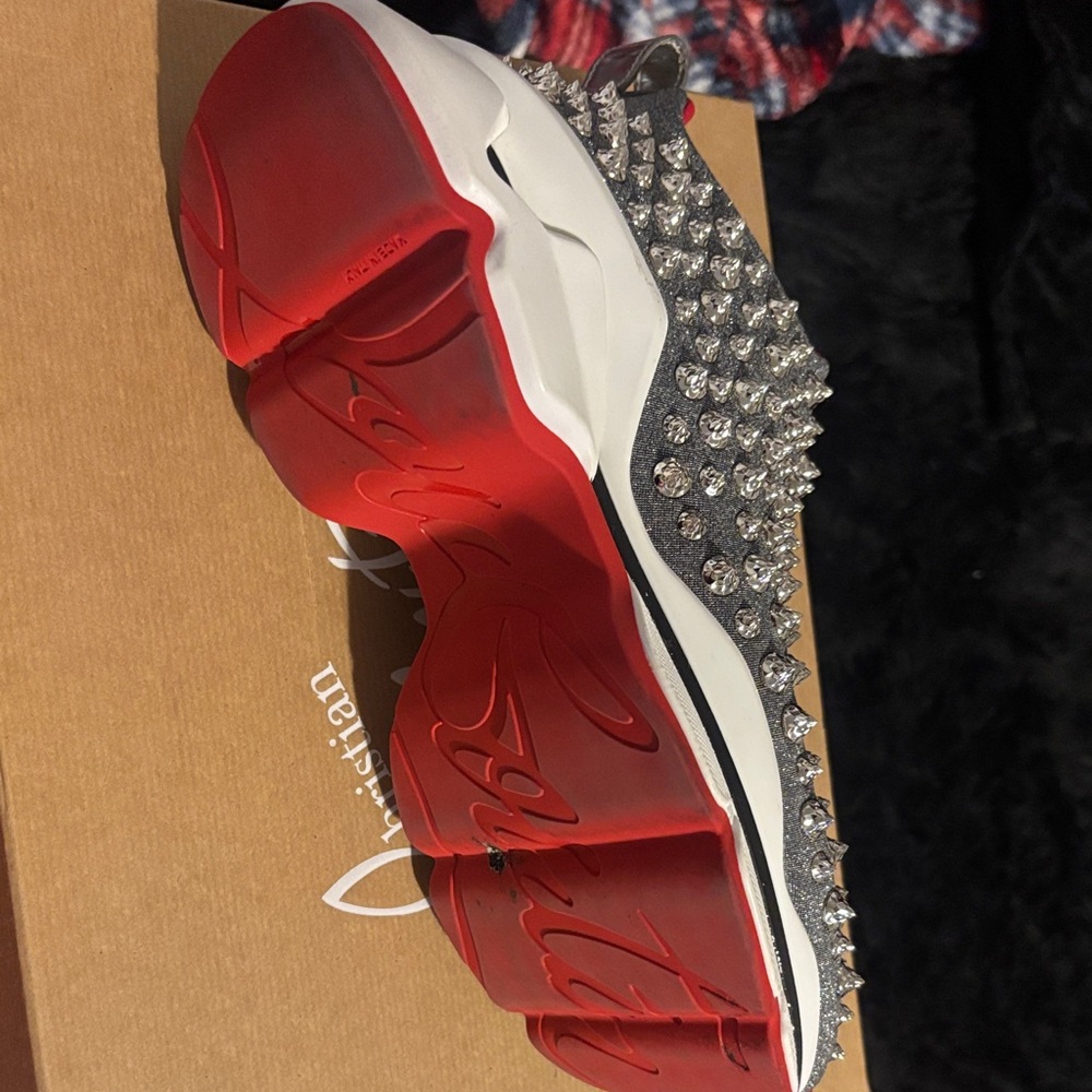Christian Louboutin Women's Glitter Silver Sneakers